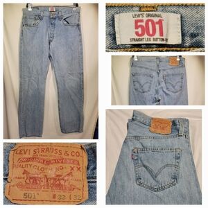 👖 Levi’s Men’s 501 Original 33x32 Blue Jeans Straight Leg  Button Fly